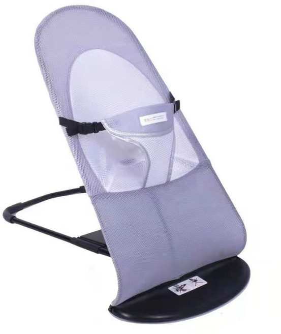 DIU 嬰兒搖搖椅哄娃哄寶寶哄睡搖籃躺椅可摺疊可調節搖搖椅安撫椅, 1件, 灰色雙網格款(中間白心)+(玩具架+玩具+驅蚊扣):如圖