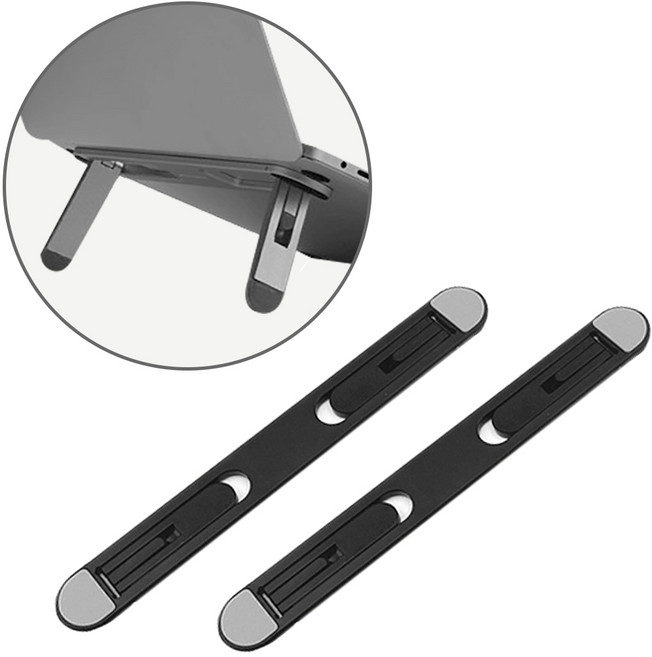 스냅케이스 부착형 노트북 거치대 킥스탠드 초경량 2단 높이조절, 2개입, 블랙 (M22)