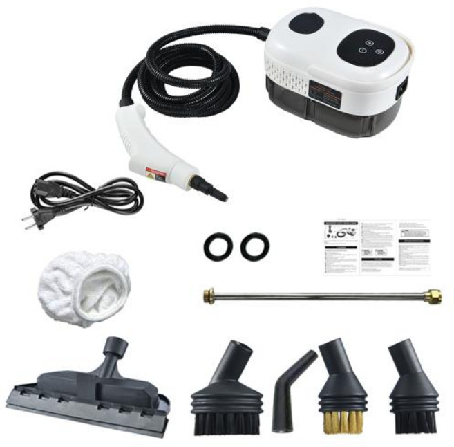 스팀 청소기 휴대용 고온 소파 주방 후드 자동차 가정용 창문 유리 청소 기계 2500W, white, EU, white