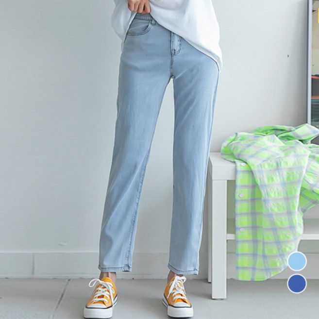 [나크21] (S~2XL) 아이스쿨링 배기핏 데님팬츠 여성 빅사이즈 청바지 DM22-P-40