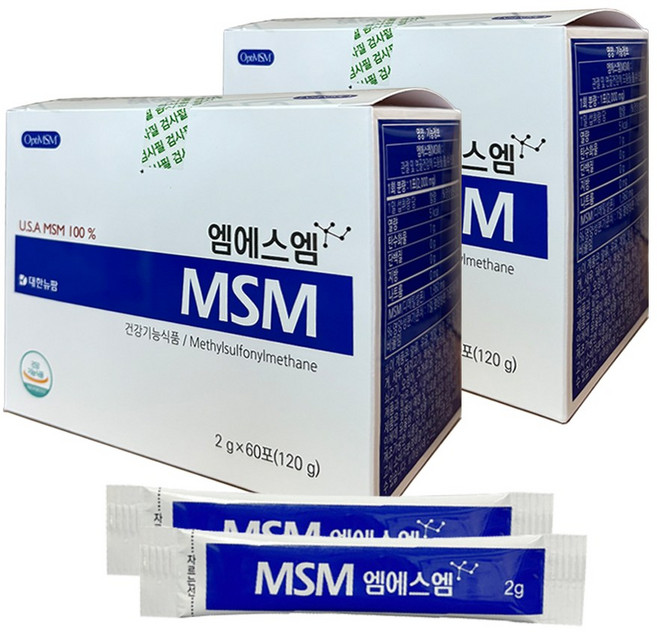 [대한뉴팜] 엠에스엠 MSM 2g 60포 2박스 분말 건강기능식품, 120g