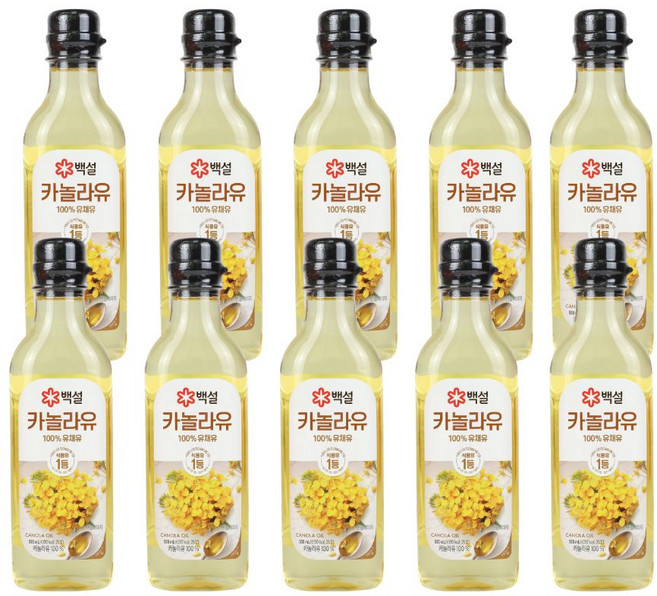 백설 카놀라유 500ml 벌크 식용유 (소비기한 2026년 8월), 10개