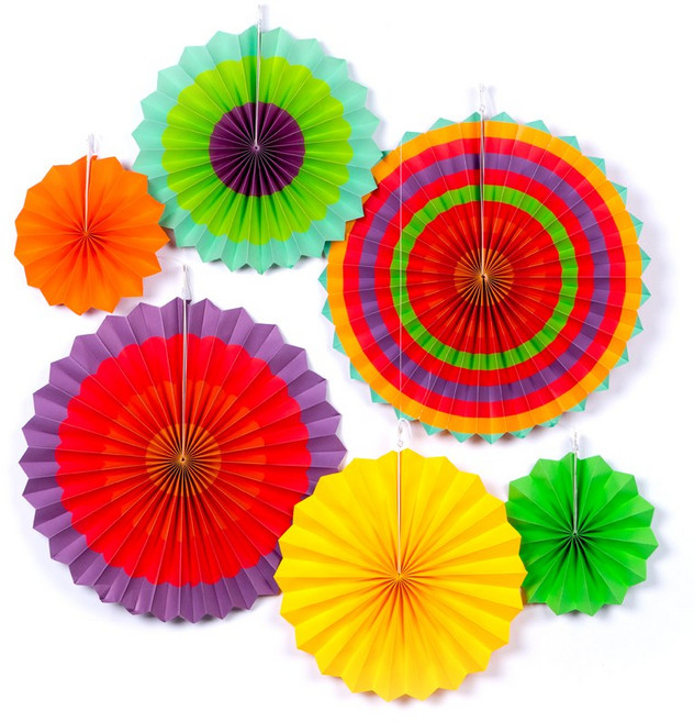 파티팡 페이퍼팬 데코 6종세트, 레인보우