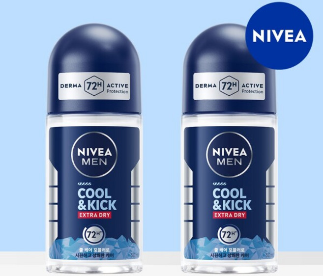 [니베아] 맨 데오드란트 롤온 쿨 앤 킥 50ml 2개