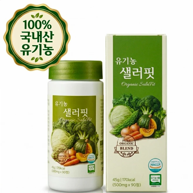 샐러핏 샐러드정 100%국내산 유기농 식이섬유 채소야채, 1개, 90정 - 쿠팡