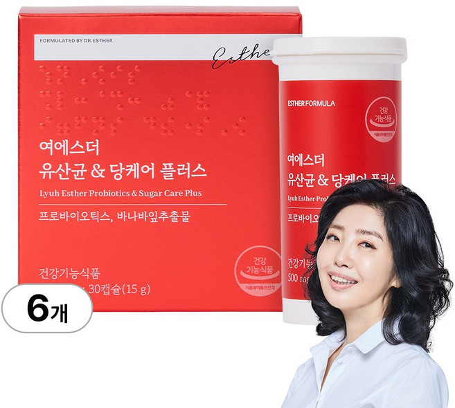 [본사직영] 여에스더 유산균 & 당케어 플러스 바나바잎 추출물, 30정, 6개