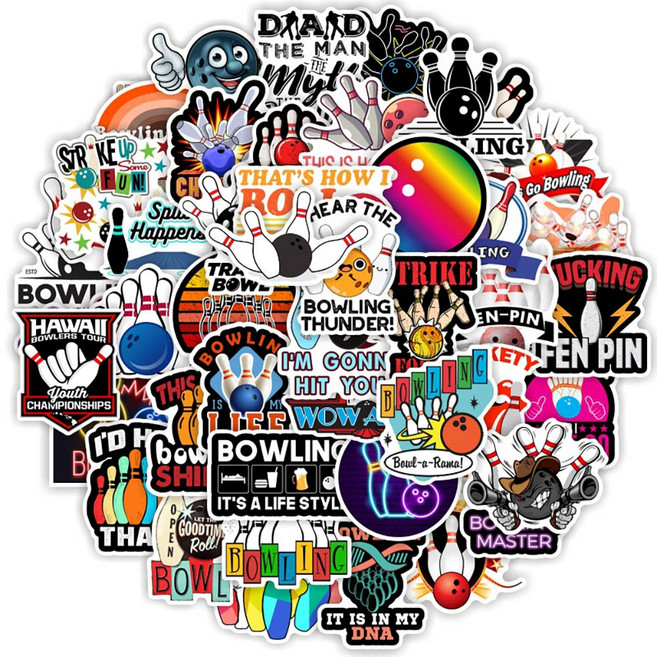 셀렉트스티커 캐리어스티커 노트북 스트릿 볼링 50종 세트, 혼합색상, 1세트