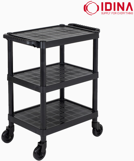 이디나 3단 서빙카 중 블랙 식당 호텔 운반카 수레 서빙카트 핸드카트, 검정, 1개