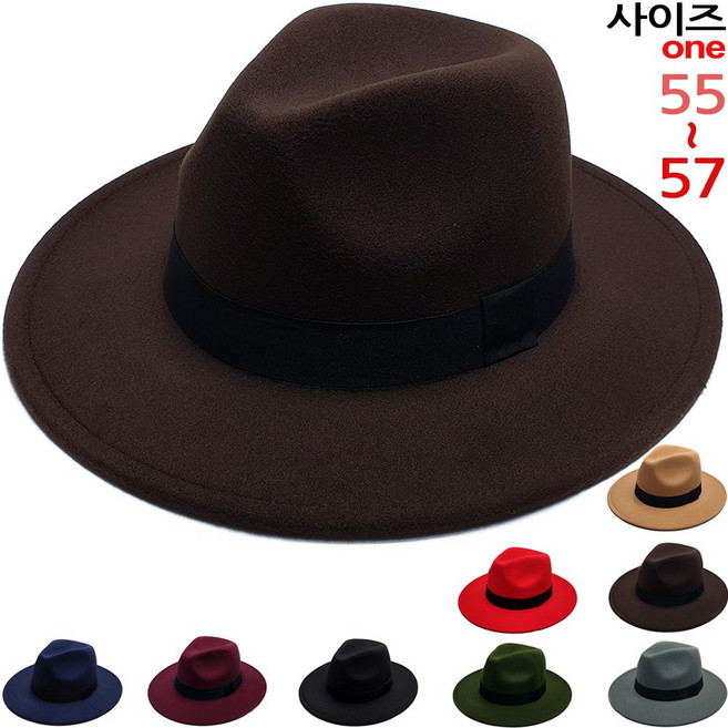 이럭셔리클럽 평챙 중절모 페도라 신사모자 남자 여자 모자-CAP190963