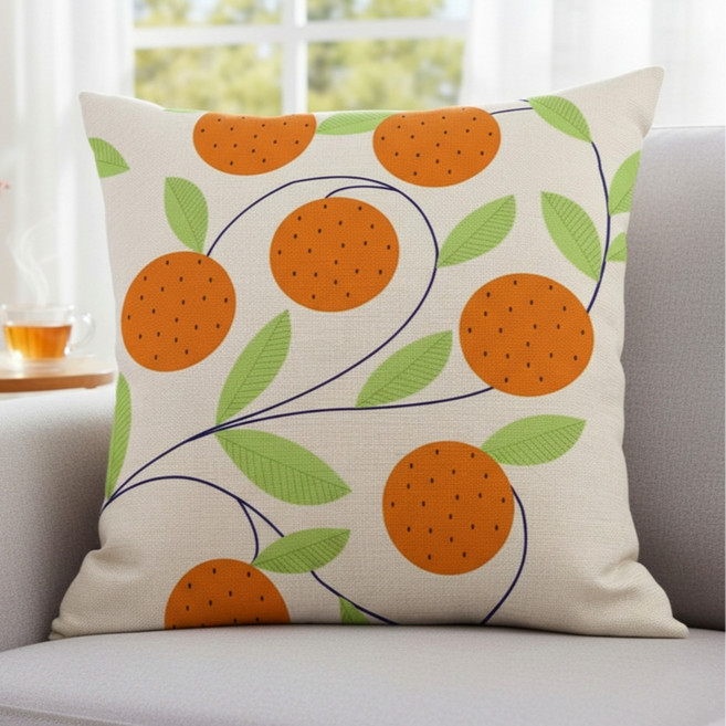 서플라이랩 디자인 프린팅 쇼파쿠션 컬렉션 국산솜포함, 2.탠저린