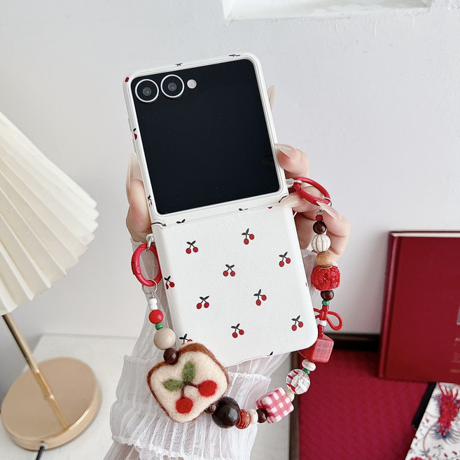 얌코 핸드폰케이스 갤럭시 z플립5 z플립6 z플립7 낙상 방지 케이스 레드 체리