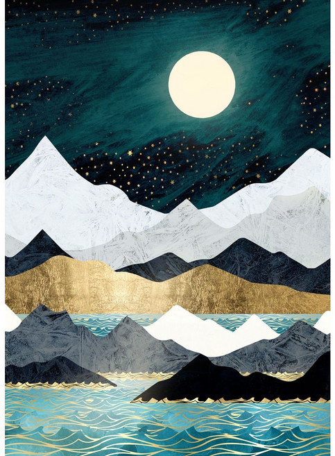 다이아몬드 페인팅 마운틴 키트 성인용 다이아몬드 아트 키트 문 풀 라운드 드릴 (30x40cm) 다이아몬드 포함 추상 풍경 페인트 선물용 크리스탈 보석 벽 장식, 1개