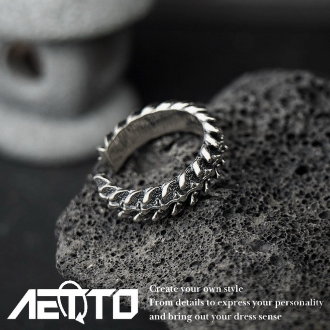 AETTO 黑曜龍鱗戒指 復古做舊質感 男女可戴