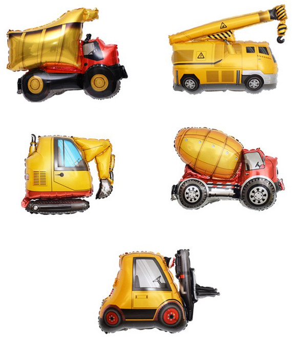 해피제이니 비행기 자동차 중장비 대형 이벤트 은박호일 풍선 세트, 1세트, 중장비 은박풍선 5종