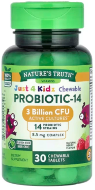 네이처스트루쓰 어린이 츄어블 프로바이오틱-14 30억 베리맛 30개 만2세이상, 1개, 30정 - 쿠팡