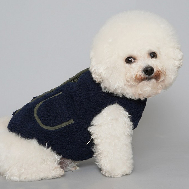 바이담수미 강아지 양털 깔깔이, 네이비, 1개