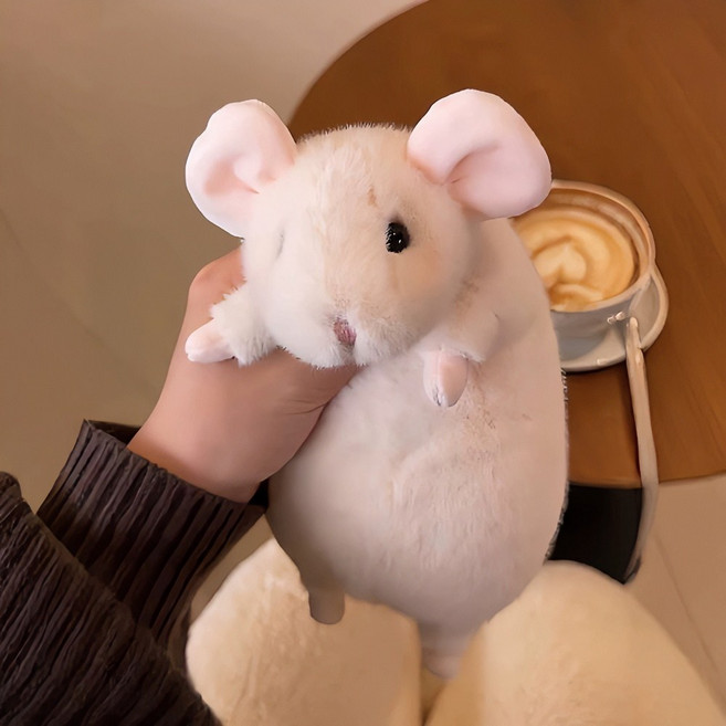 귀여운 햄스터 쥐 인형 화이트 핑크 말랑 미니 힐링 봉제 인형, 분홍색 × 1개