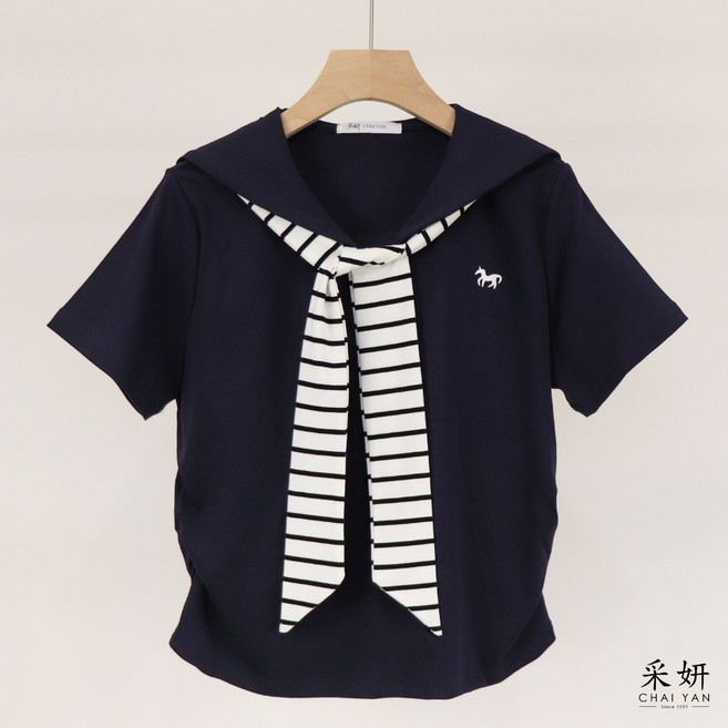 CHAI YAN 采妍 海軍領短袖上衣