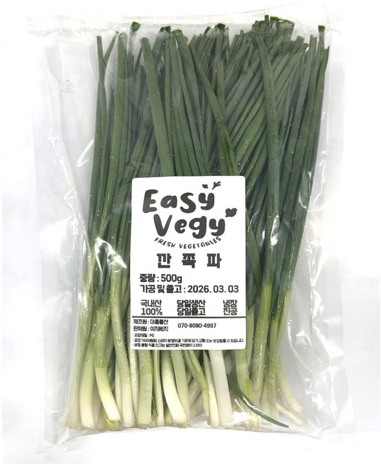 국산 세척 손질 깐쪽파 냉장 진공포장, 1개, 500g