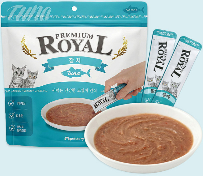 프리미엄 로얄 스틱 짜먹는 고양이 간식, 참치맛, 10g, 50개