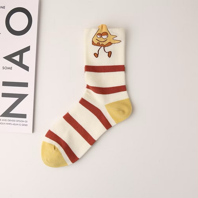 麥當當可愛卡通薯條漢堡中筒襪棉襪