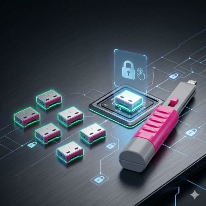 퍼플 USB 포트락 6p+마스터 키락 노트북 데스크탑 PC 컴퓨터 정보유출방지 기업 보안 포트 봉인 폐쇄락