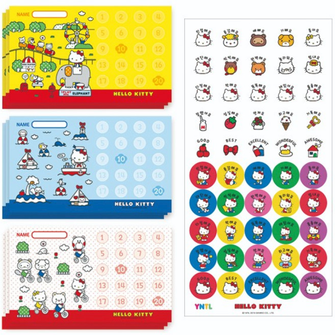 스페셜모먼트 미니 칭찬스티커판9매+칭차스티커9매 애니멀 프린세스 어린왕자 헬로키티, 미니9매:헬로키티, 1세트