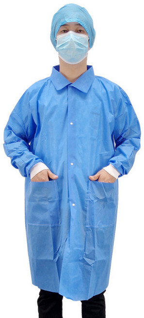 일회용 부직포 가운 XL 위생복 50매 얇은 벨크로 100매 화이트 버튼 100매 M, 1개, PP 블루 버클 얇은 소재