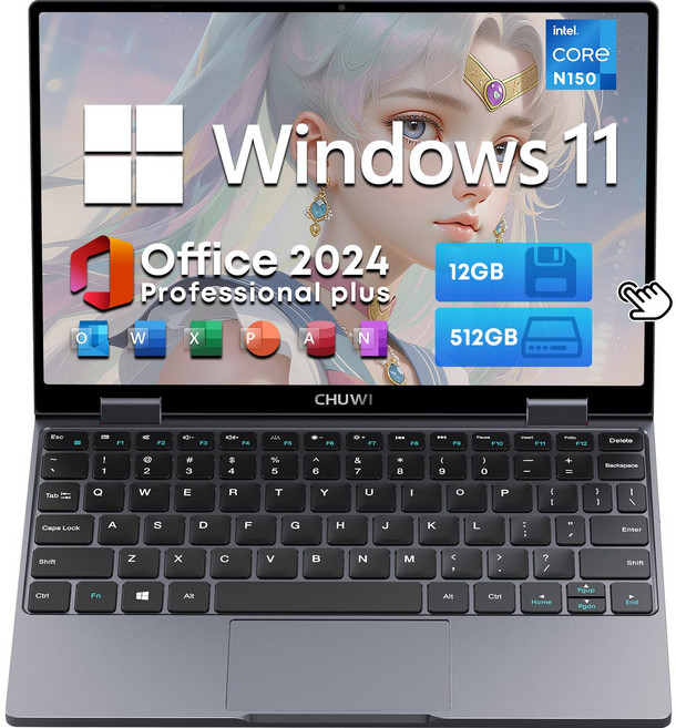 CHUWI Office 2024 MiniBook X N150 16G RAM+512G ROM+1TBSSD 19201200 16:10 IPS 3.6GHz 노트북 탑재