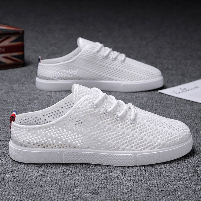 WEIHAN 남성 뮬 스니커즈 통기성 메쉬 운동화 초경량 슬립온 슬리퍼 발편안 비치 샌들