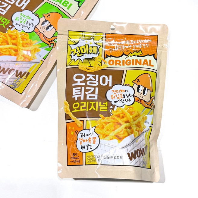 韓國 오징어 튀김 魷魚天婦羅零食, 80g, 1個