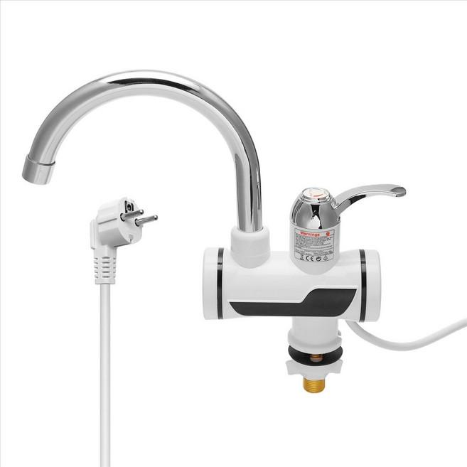 인스턴트 온수기 전기 부엌 온수 수도꼭지 히터 탭 콜드 난방 수도꼭지 탱크리스 온수기 EU 플러그, 은색