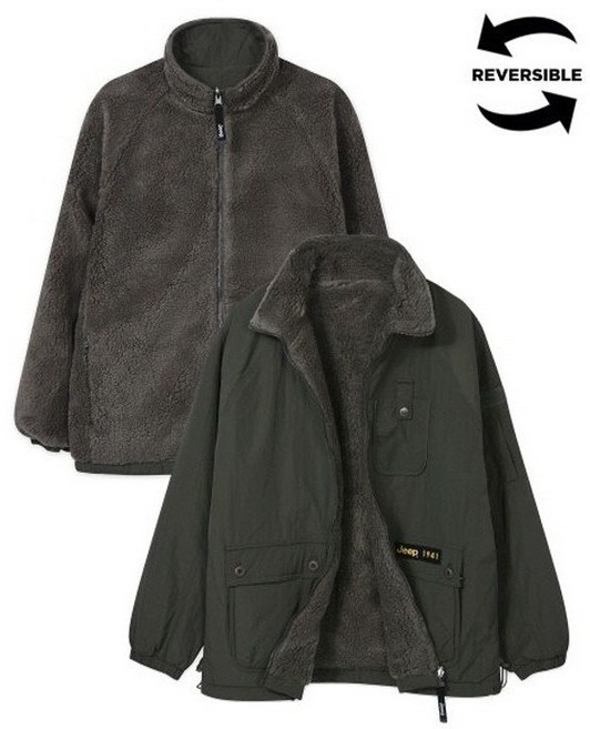 지프[JEEP 남녀공용 리버시블 플리스 야상점퍼 GM1JPU252_블랙 _NC청주점