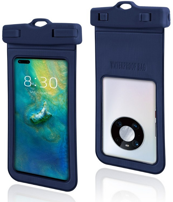 小米粉 手機防水袋 IPX8 30米防水 適用7.2吋, 深藍色(贈送掛繩), 1個