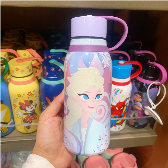 디즈니랜드 캐릭터 텀블러 보온보냉 물병 스텐 휴대용, 1개, 330ml, 퍼플 겨울왕국