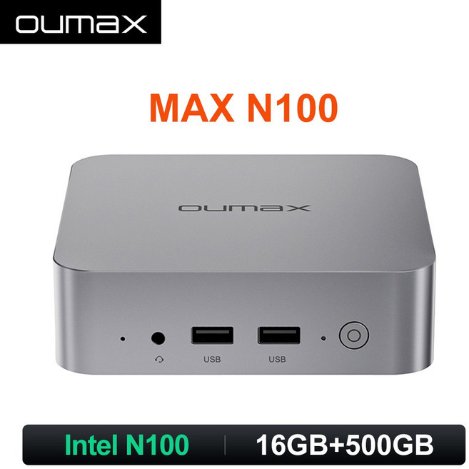 OUMAX N100 N95 초저소음 컴퓨터 8G256GB PC BT 미니 DDR4 16G 500G 듀얼 레이크 LAN 인텔 1000M SSD WIFI, [01] Grey, [03] EU, N100 16G500G