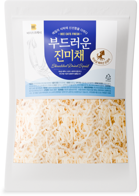 [국내 가공] 비이츠프레시 부드러운 진미채, 1개, 400g