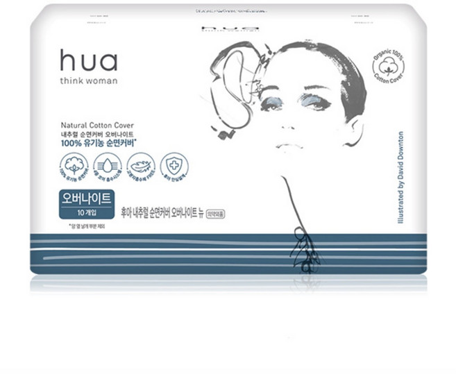 암웨이 후아 내추럴 순면커버 생리대 날개형, 오버나이트, 10개입, 1개