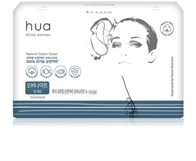 암웨이 후아 내추럴 순면커버 생리대 날개형, 오버나이트, 10개입, 1개 - 쿠팡