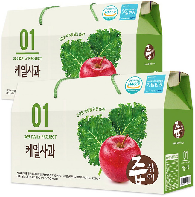 케일사과즙 2박스 60포, 2.4L