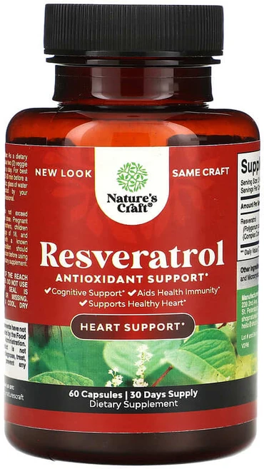 네이쳐스크래프트 레스베라트롤 폴레페놀 천연식품 RESVERATROL 1200mg 60정, 1개 - 쿠팡