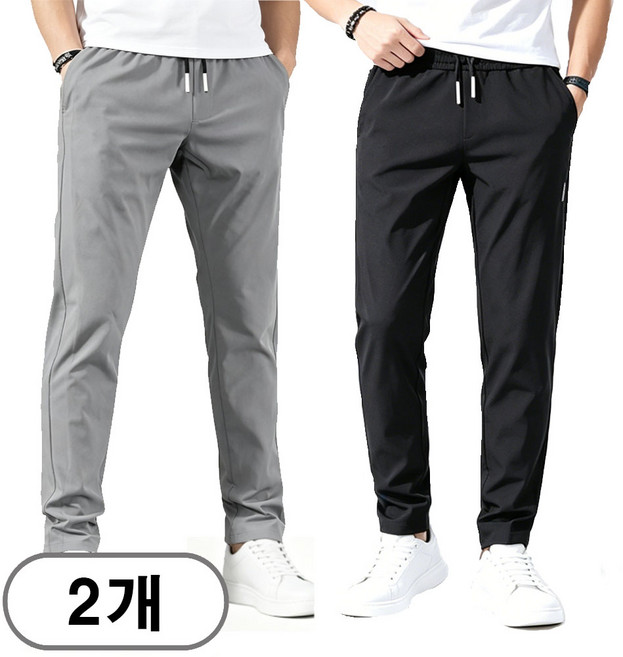 차쿠 1+1 남성 봄 여름 스판바지 일자 슬랙스 추리닝 트레이닝 바지 빅사이즈 중년 긴바지 작업바지