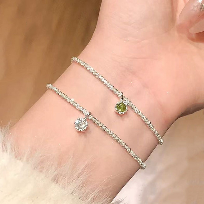 FANSYLI 체인팔찌 럭셔리 큐빅 포인트 펜던트 체인 팔찌 금전운 사업운 재물운 행운 패션팔찌 여자친구생일선물 0326JLL036