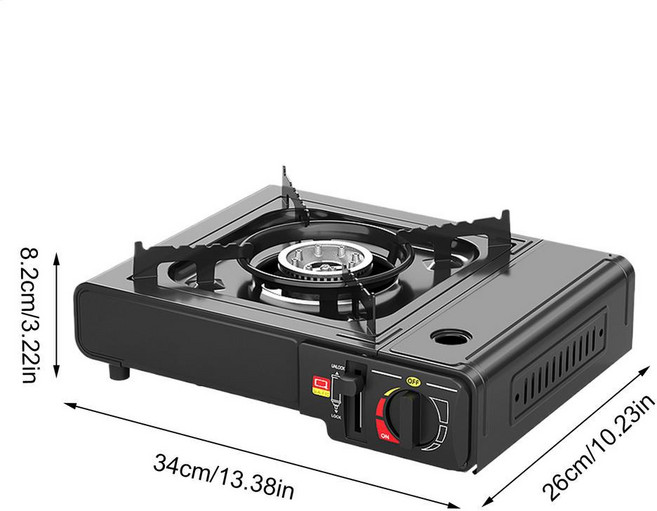 캠핑용 휴대용 스토브 소형 캠핑 강력한 버너 헤비 듀티 쿠커 다단계 제어 자동 점화, Black, 1개