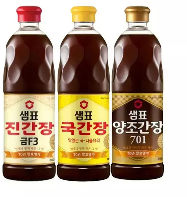 샘표 간장 3종 기획세트(양조간장701 860ml +진간장 금F3 860ml +국간장 860ml ), 1세트