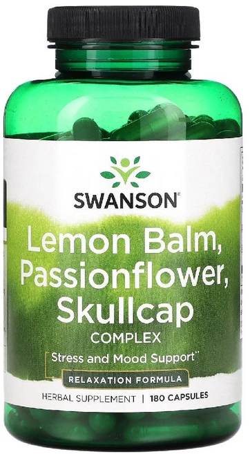 스완슨 레몬밤 시계꽃 스컬캡 복합체 캡슐 180정, 1개 - 쿠팡