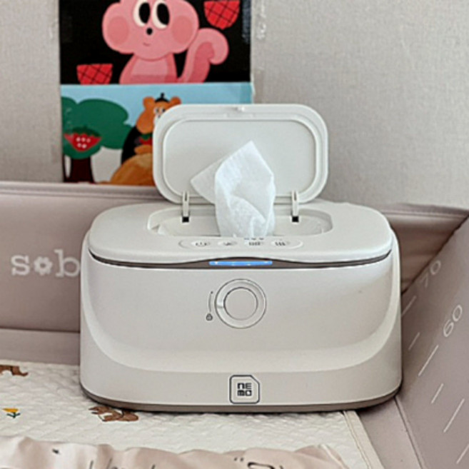 네모탭 물티슈워머 출산준비물 신생아 선물 출산선물 에어컨 물티슈 보온, 화이트, 1개