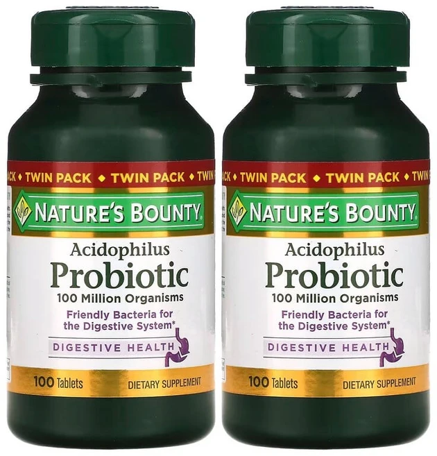 Nature's Bounty 아시도필루스 프로바이오틱 트윈 팩 각 100정(1정당 0.5mg) NRT-30709 - 쿠팡