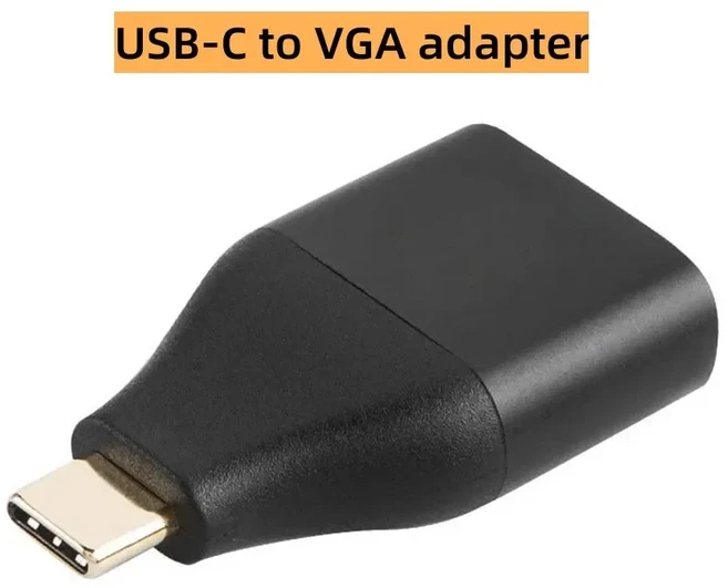 USB C VGA 허브 USB-C-VGA 어댑터 케이블 유형 C 변환기 1080P@ 60HZ HDTV 모니터 노트북 Macbook Dell, 02 Black 2