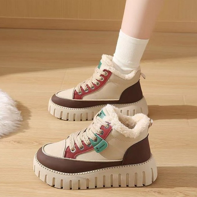 Modern Fashion 여성 하이탑 기모 운동화 방한 워킹화 L17